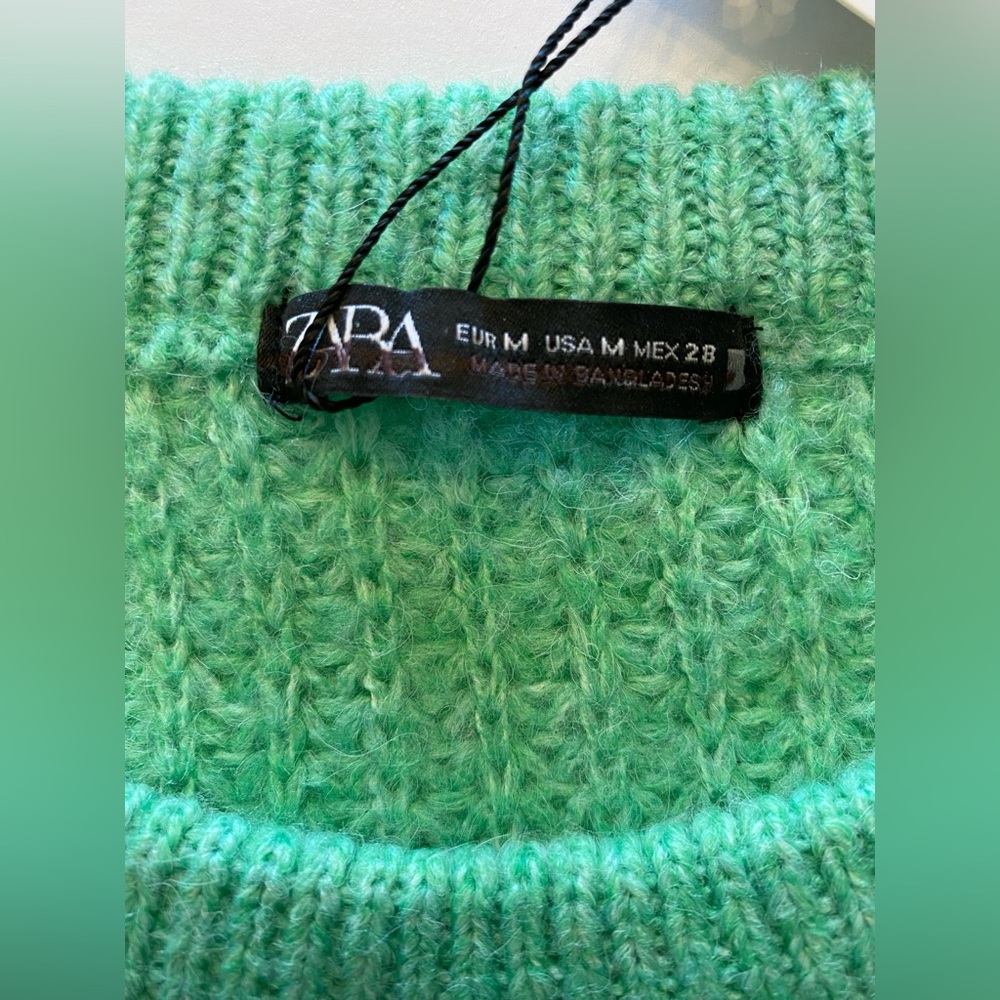 Zara Purl Knit balloon sleeve sweater  Green - Picture 10 of 10